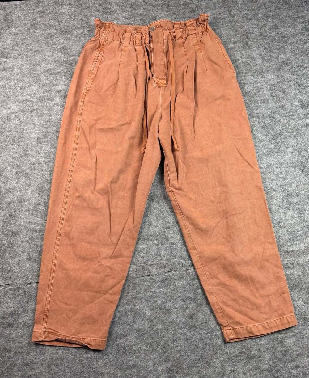Free People Pants Size L Terracotta Brown Paperbag Waist Drawstring